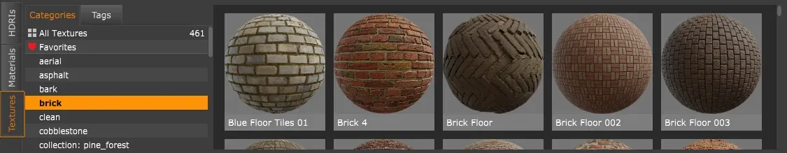 Asset manager textures