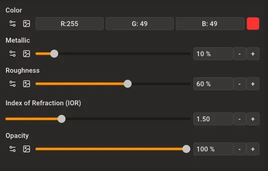 Changing texture type in the material editor