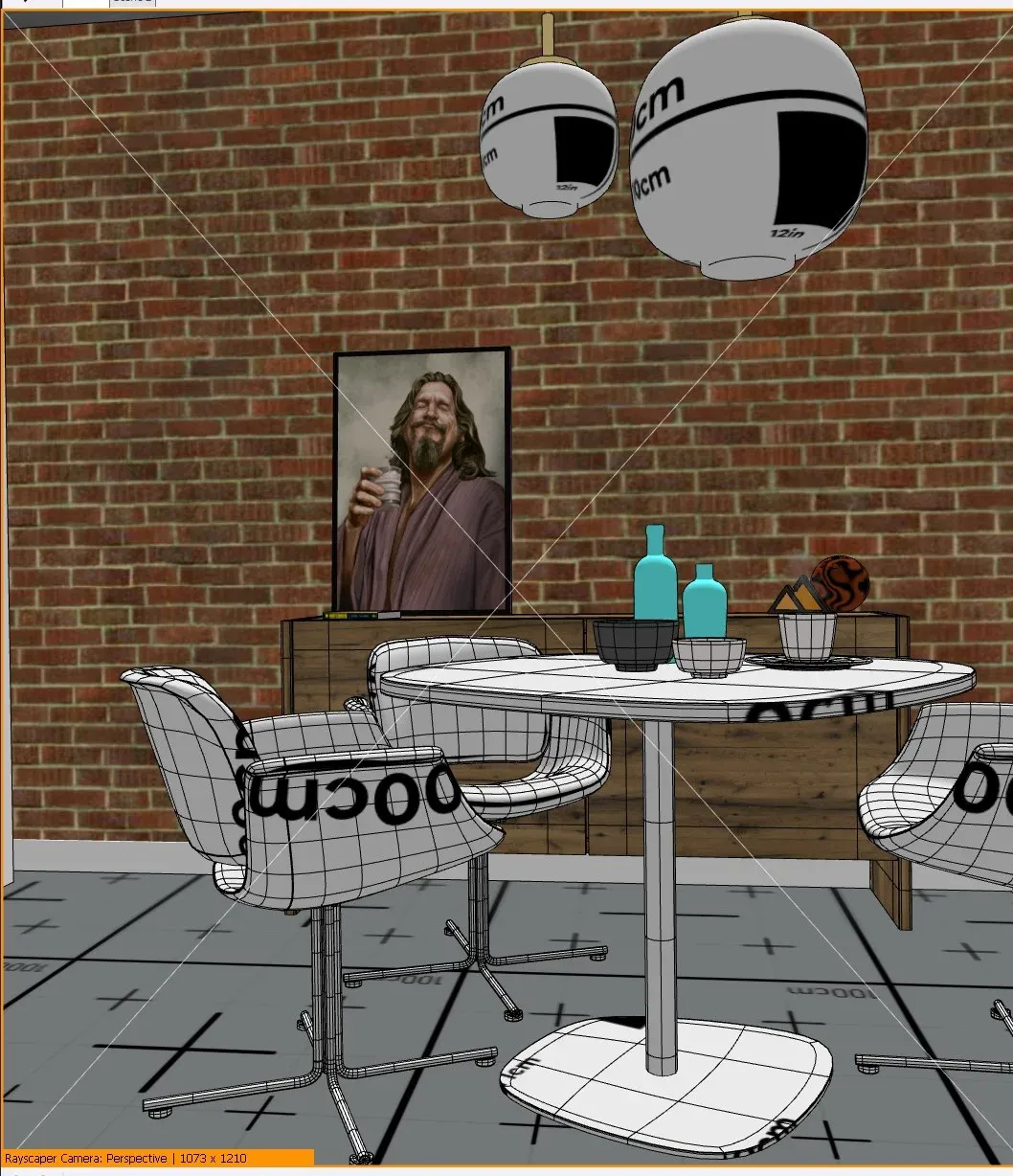 Diagonals composition guide in the SketchUp viewport