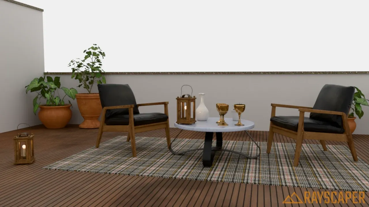The terrace with a white color environment