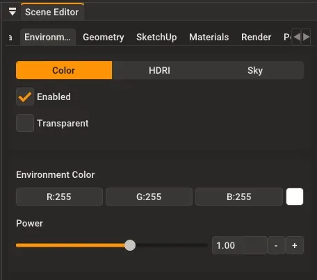 Color environment settings