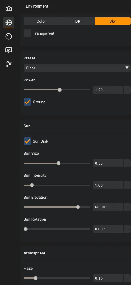 The sky settings