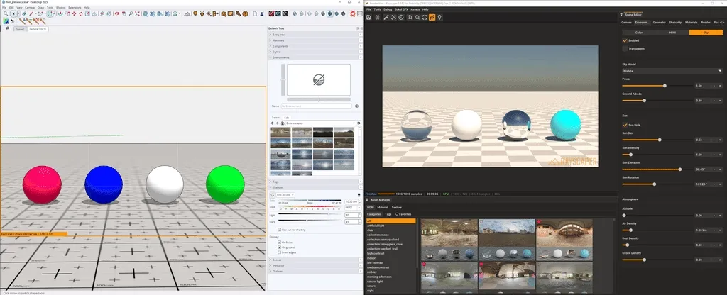 Nishita sky sun position syncing with SketchUp shadow settings