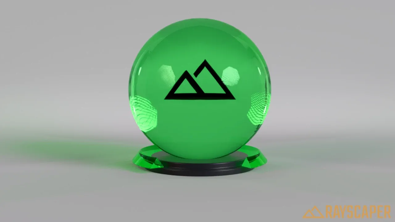 A green glass ball casting green light