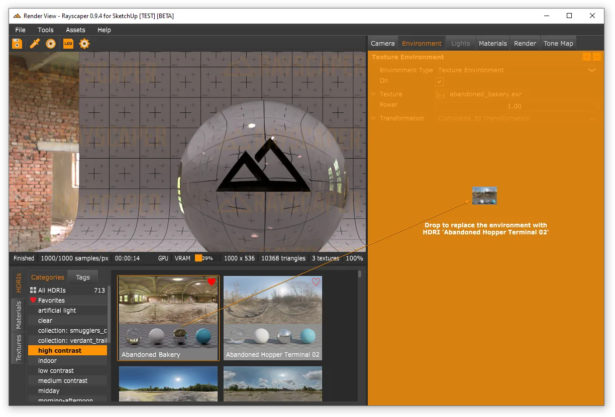 Rayscaper HDRI drag and drop