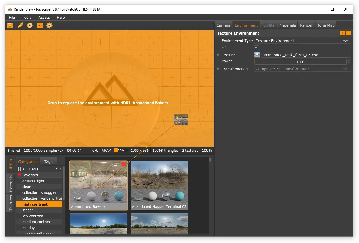 Rayscaper HDRI drag and drop