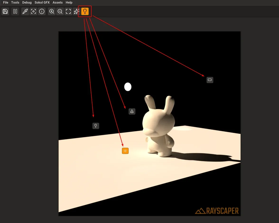 Light overlay icons in the viewport