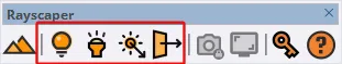 Light tools in the Rayscaper toolbar