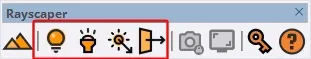 Light tools in the Rayscaper toolbar
