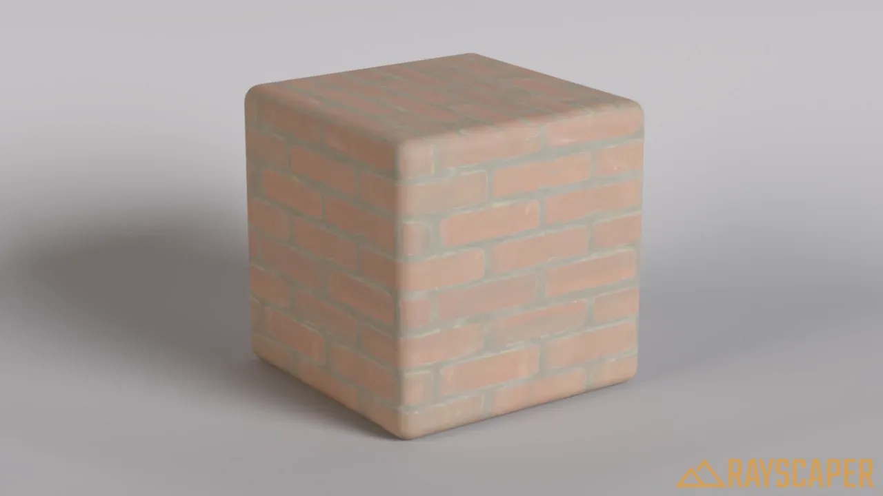 A rounded cube with a brick texture