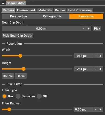 Panoramic camera settings