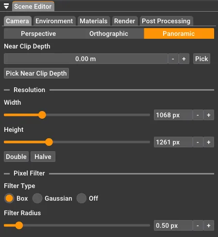 Panoramic camera settings