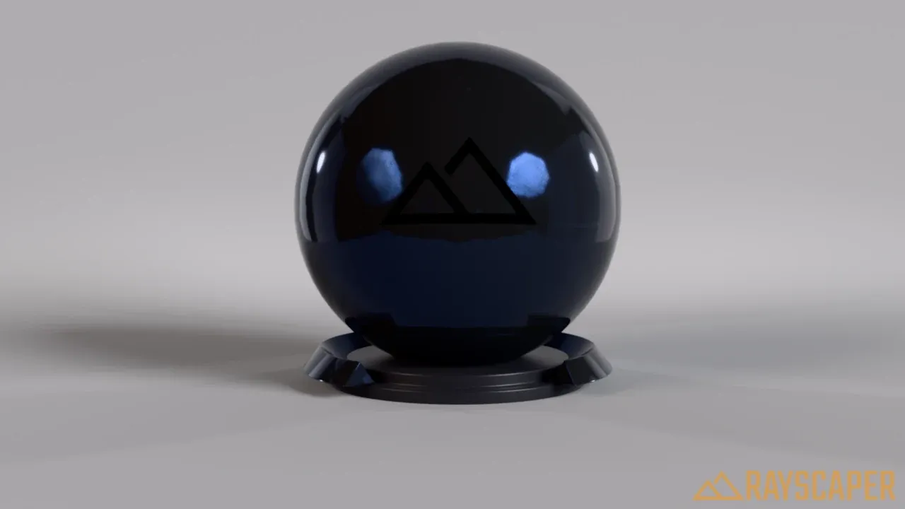 A black ball with blue reflections