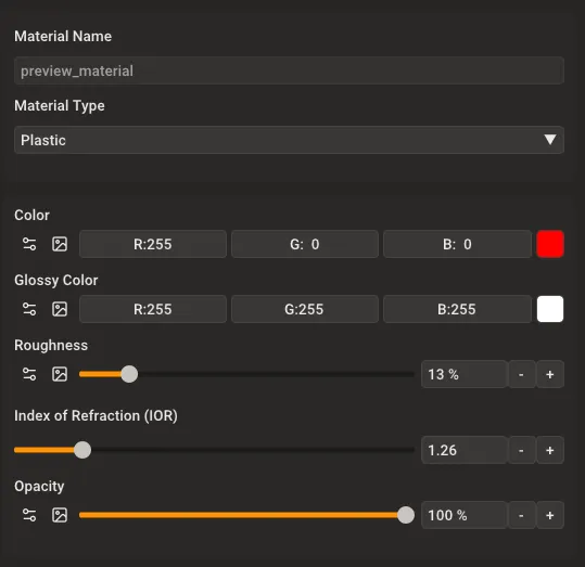 Plastic material configuration
