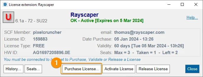 Purchase license button