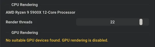 GPU rendering disabled