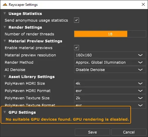 GPU rendering disabled
