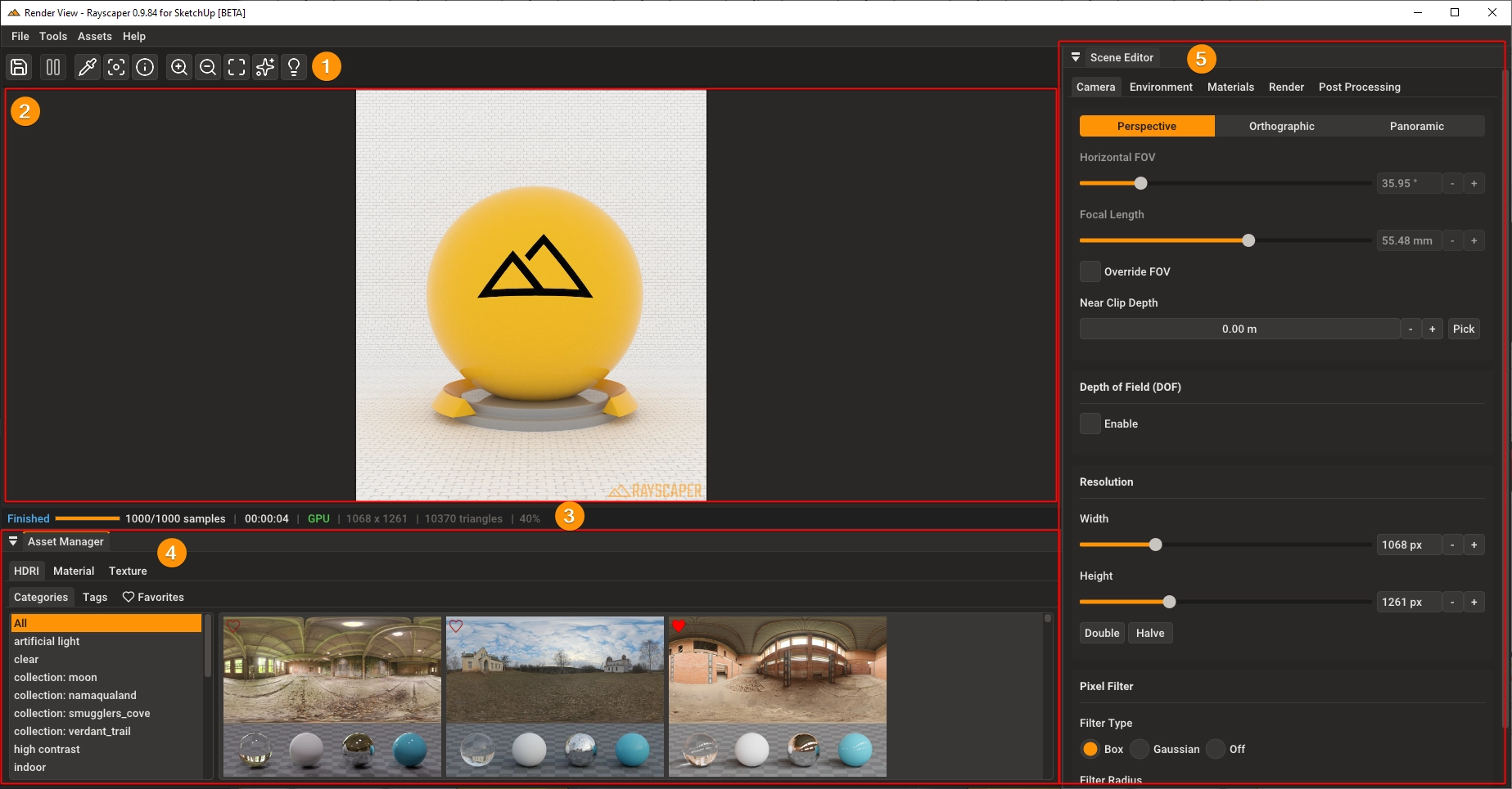 Rayscaper user interface