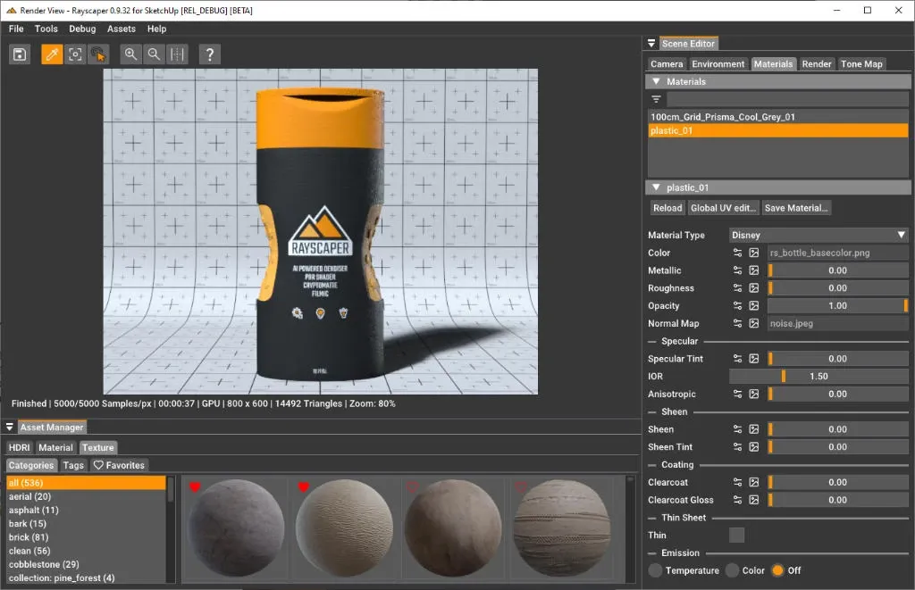 Rayscaper rendered scene