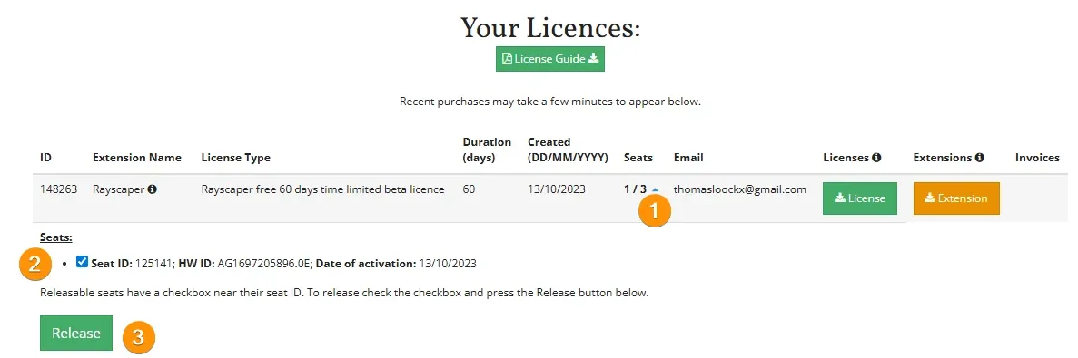 Releasing a license seat on SketchUcation