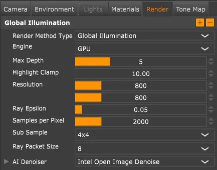 Rayscaper render settings