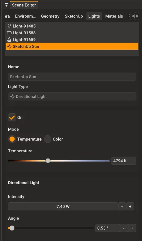 SketchUp Sun light in Rayscaper