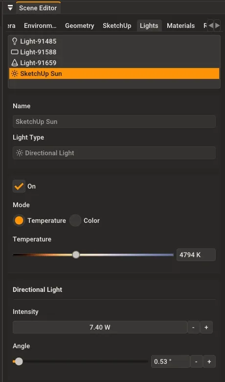 SketchUp Sun light in Rayscaper