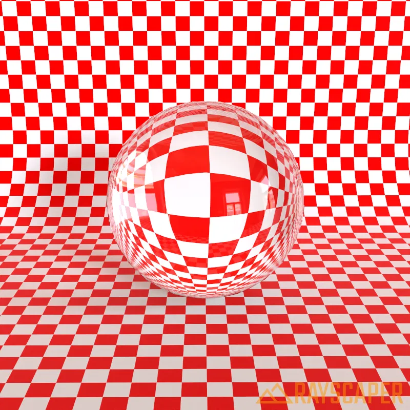 Glass sphere on checkerboard